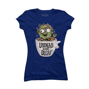 Junior's Design By Humans Undead and coffee By ppmid T-Shirt - 1 of 3