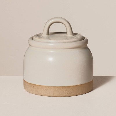 67oz Stoneware Sugar Canister with Wood Lid Cream/Brown - Hearth & Hand™  with Magnolia