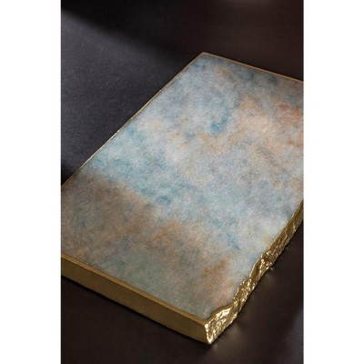 Rectangular Aventurine Cheese Board with Gold Edges