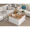 31.5" MDF Square Farmhouse Coffee Table with Hinged Lift Top, Large Hidden Storage and High-Quality Hinge Mechanism - 4 of 4