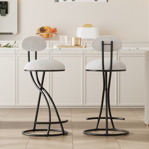 Upholstered Folral Print Bar Stools Set of 2 Modern Armless Counter Height Barstools with Footrest for Kitchen Island,Home Bar-Tanpinhause - 1 of 4