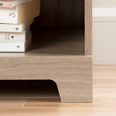Rustic Oak 1-Drawer Nightstand with Metal Handle and Open Shelf