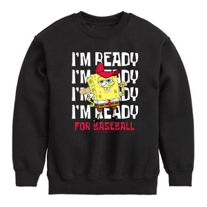 Boys' - SpongeBob SquarePants - Ready For Baseball Graphic Long Sleeve Fleece Sweatshirt - 1 of 4