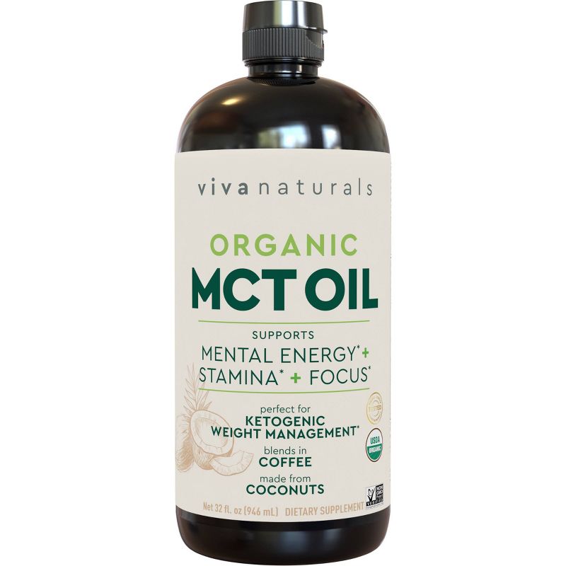Viva Naturals Organic MCT Oil for Supporting Mental Energy - 32 fl oz, 3 of 8