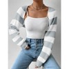 Coolmee Women's Long Sleeve Open Front Knitted Crop Cardigan Drop Shoulder Color Block Striped Bolero Shrug Sweater - 3 of 4