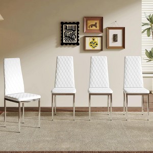 Sapphtopaz Modern Dining Chairs Set with Diamond Quilted High-Back PU Leather Dining Chair with Metal Legs Kitchen Chair for Dining Room - 1 of 4