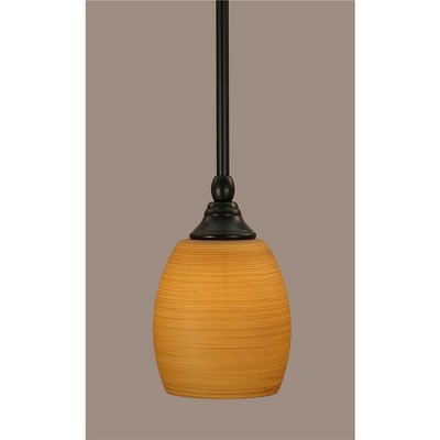 Toltec Lighting Any 1 - Light Pendant in  Matte Black with 5" Cayenne Linen Shade