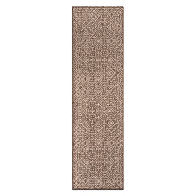 World Rug Gallery Transitional Floral Circles Textured Flat Weave Indoor/Outdoor Area Rug