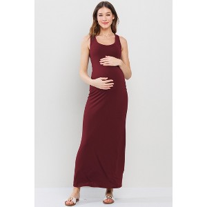 Hello Miz Sleeveless Scoop Neck Maternity Maxi Dress - Burgundy - X Large :  Target