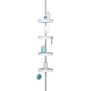 HiRise Four Corner Standing Shower Caddy with 9' Tension Pole Rust Proof Aluminum Shower Organizer - Better Living Products