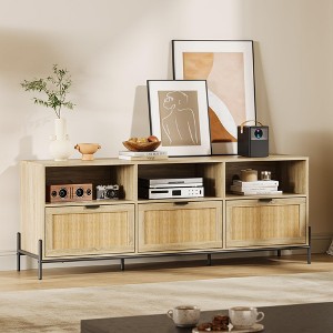 Garvee Rattan TV Stand for 65 Inch TV, Entainment Center with Open Shelf, Media Console with 3 Drawers, Modern TV Stand for Living Room, Bedroom - 1 of 4