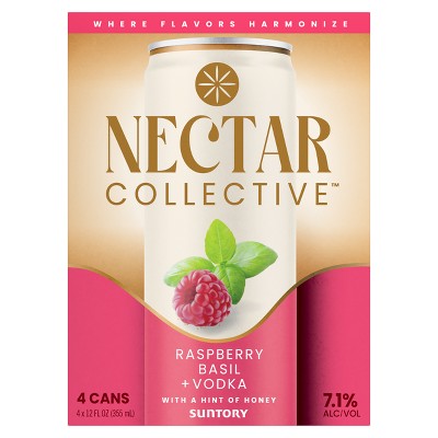 Nectar Collective Raspberry Basil Vodka - 4pk/12 fl oz Cans