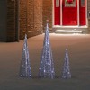 Northlight LED Lighted Glittered Outdoor Christmas Cone Tree - 23.5" - Silver - Set of 3 - 2 of 4
