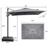 Pellebant 9x11FT Cantilever Umbrella Outdoor 360 Degree Rotation Offset Umbrella 6 Heights Adjustable with Base Black - 3 of 4