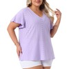 Agnes Orinda Women's Plus Size V Neck Eyelet Short Sleeve Casual Trendy Blouses - 2 of 4