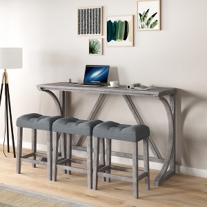 DOMETOUR Bar Table Set with Power Outlet, 4-Piece Industrial Dining Set with Chairs for Living Room, Dining Room, Game Room - 1 of 4