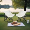 Sevobal Outdoor Portable Chairs 2PCS Folding Camping Chair Set with Side Pocket and Carry Bag for Patio Lawn Garden Deck, Beige, 16.5"*20.1"*25.6" - 2 of 4