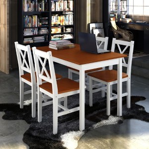 Wooden Table with 4 Wooden Chairs Furniture Set Brown - 1 of 4