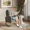 Nursery Rocking Chair, Comfy Upholstered Glider Rocker Armchair with High Back and Side Pocket for Living Room Bedroom - 2 of 4