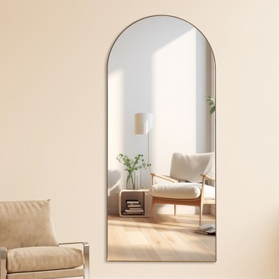 FURNIinspire Full Length Mirrors Wall Mirror, Decorative Mirror, Clothing Store, Floor Standing Large Mirror, Wall Mounted, Gold 31.4"*0.3"*71"
