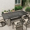 Mondawe Extendable Rectangular Aluminum Outdoor Dining Table with Umbrella Hole, Black - 2 of 4