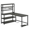 Resenkos Computer Desk, Gaming Desk,55" Reversible L-Shaped Desk with Wireless Charging & Shelves,Gray - 3 of 4