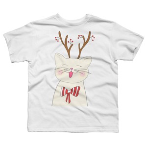 Boy's Design By Humans Christmas cat By Rasheb T-Shirt - 1 of 3