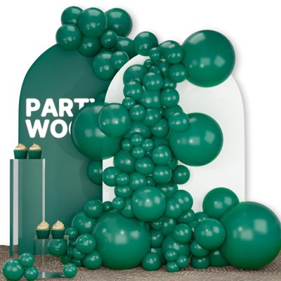 PartyWoo Balloons Dark Green Hunter Emerald Forest 18 12 10 5 Inch 142 pcs