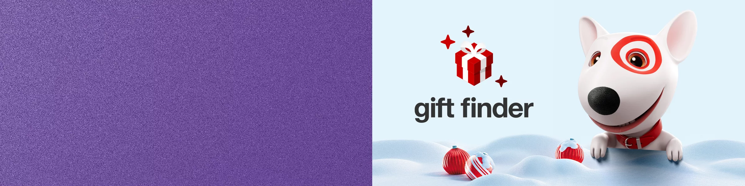 A frosted window thaws and we see Bullseye the dog pop up over a snowbank next to the Gift Finder logo.