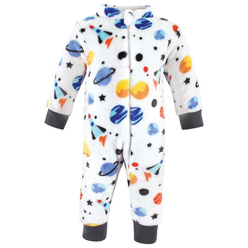 Hudson Baby Infant Boy Plush Jumpsuits, Space Adventure, 3 of 5