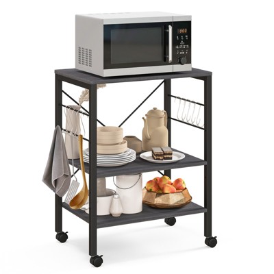 Costway Bakers Rack Microwave Oven Rack Shelves Kitchen Storage Organizer  Metal White : Target