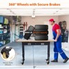 60"Workbench with Drawer Storage, Rubber Wood Top Workbench Adjustable Heavy Duty,Rolling Worktable with Power Outlet&Wheels,2000 Lb Capacity Hardwood - 4 of 4