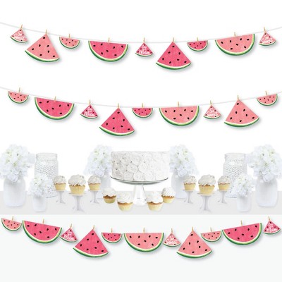 Big Dot of Happiness Sweet Watermelon - Fruit Party DIY Decorations - Clothespin Garland Banner - 44 Pieces