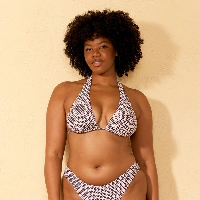 Shade & Shore Women's Geo Print Multiway Triangle Bikini Top - Shade & Shore™ Black/Cream M — фото 4