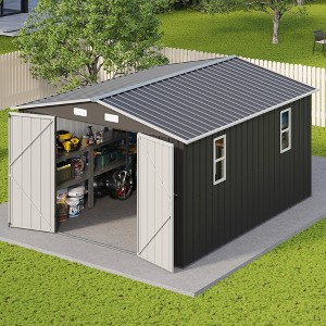 AMERLIFE 10x12 FT Metal Storage Shed with Double Doors & Windows