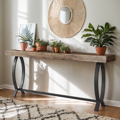 Hommoo 70.8" Farmhouse Console Table Brown