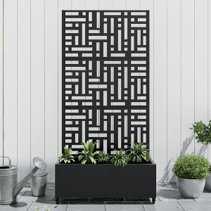 SpassWay 72"H Metal Planter Box with Trellis Raised Garden Bed with Arbor Privacy Screen with Wheels - 1 of 4
