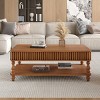 47" Vintage Lift-Top Coffee Table with Storage, Solid Wood Legs 2-Tier Center Table, Rustic Cocktail Table for Living Room-Panipeachy - 2 of 4