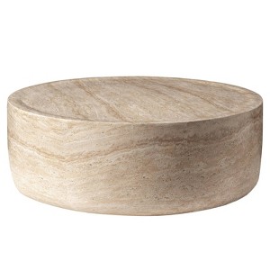LeisureMod Sandy Round Coffee Table, Fiberstone Accent Side Table for Indoor Living Room and Outdoor Patio - 1 of 4