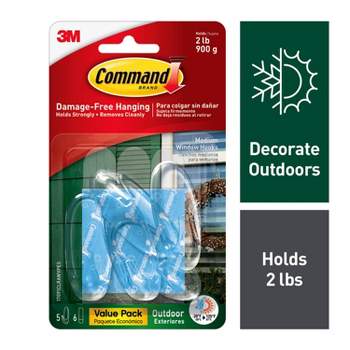 Command Medium Sized Outdoor Window Decorative Hooks with Strips