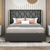 Full Size Upholstered Platform Bed with Metal Strips, Black - 2 of 4