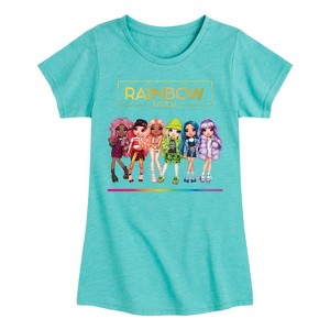Girls' - Rainbow High - Toy Doll Lineup Fitted Short Sleeve Graphic T-Shirt - 1 of 4