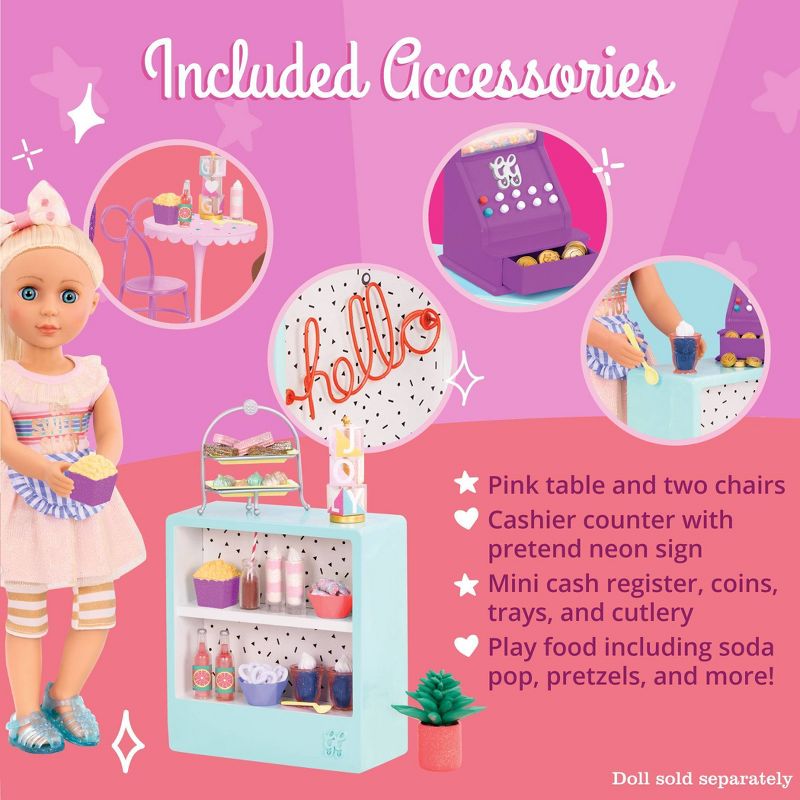 Glitter Girls Sweet Shop Terrace Table &#38; Chairs Furniture Accessory Set for 14&#34; Dolls, 6 of 10