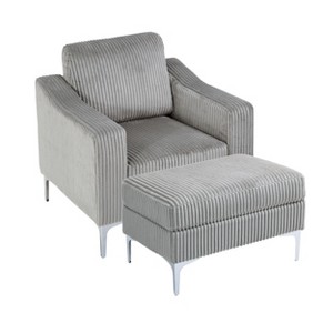 Modular Corduroy Sectional Sofa with Storage Ottoman - Convertible 3-Piece Living Room Set, Customizable Layout for Any Space - 1 of 4
