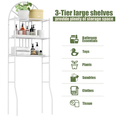 White Metal 3-Shelf Over-the-Toilet Bathroom Organizer