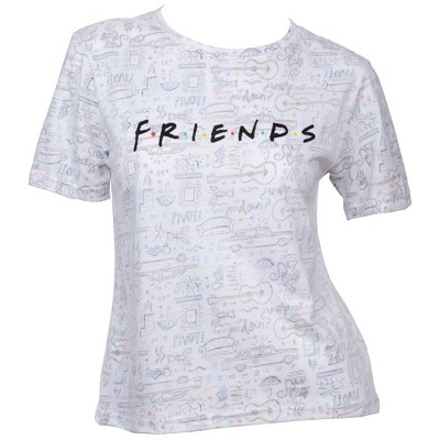 Womens Friends TV Show Text Over All Over Print T-Shirt