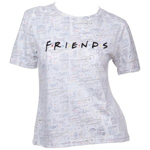 Womens Friends TV Show Text Over All Over Print T-Shirt - 1 of 3