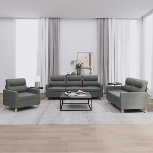 Sofa Set Dark grey Fabric (100% polyester), metal, textilene, plywood - 1 of 4