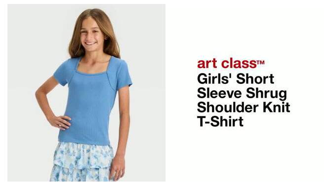 Girls' Short Sleeve Shrug Shoulder Knit T-Shirt - art class™, 2 of 5, play video