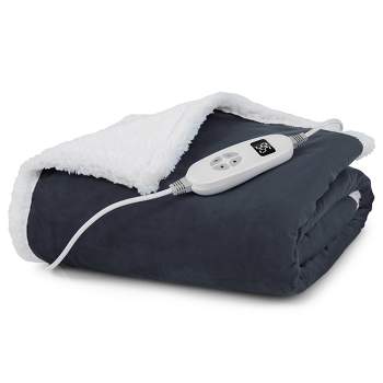 Tangkula 50" X 60" Heated Electric Reversible Fleece Blanket Blanket Throw w/ 10 Heat Levels, 9 Hours Auto Shut-Off, Overheat Protection